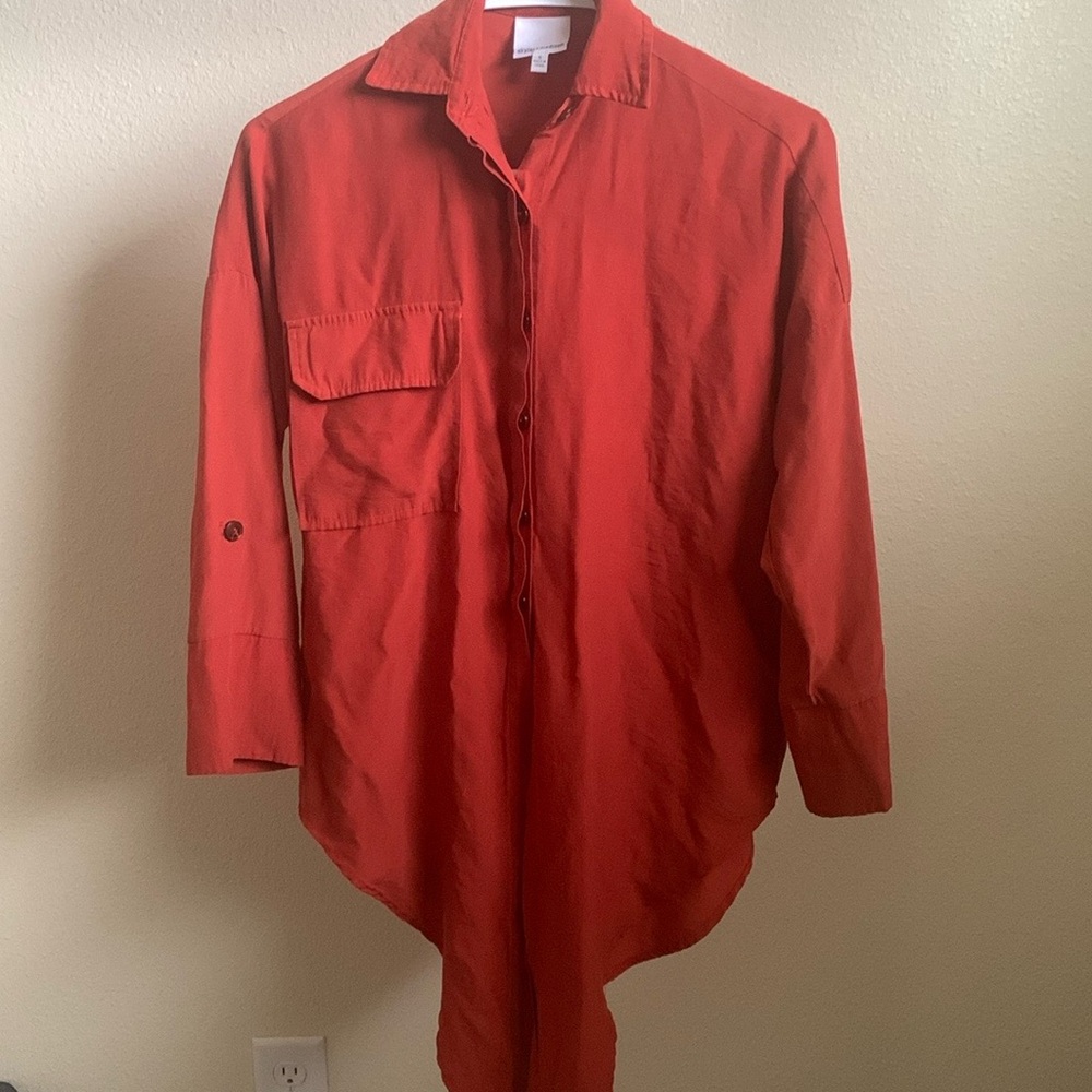 Front Tie Stylish Boho Button Down With Adjustabl… - image 2